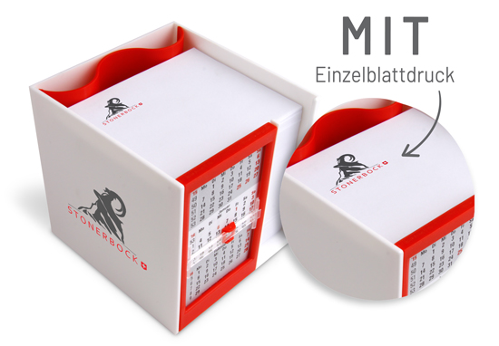 Zettelbox Kalenderbox mit Klappmechanik im Siebdruck - 1018180011