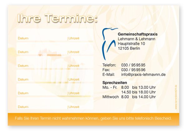 Terminzettel "Zahnbürste" - 6 Termine - 1214010626