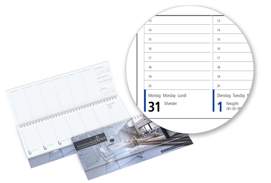 Tischquerkalender Business-Premium Softcover blue - 1612010106