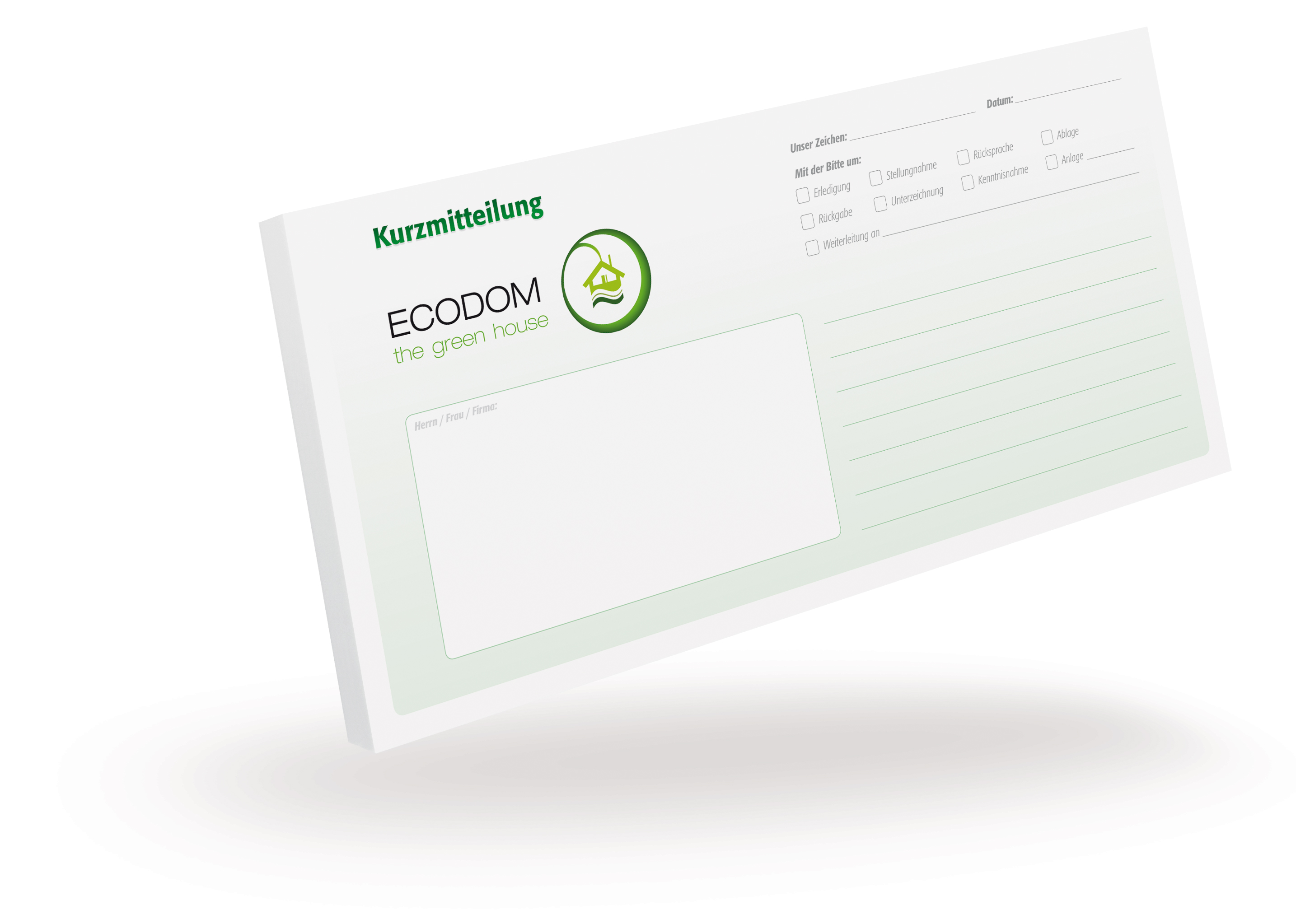 Kurzmitteilungsblock DIN Lang - grün - - 1304010204