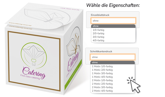 Notiz-Zettelklotz 9 x 9 x 9 cm Siebdruck mit Varianten individuell konfigurieren - 1018090041
