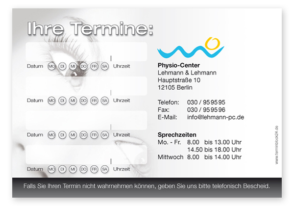 Terminzettel "Augenblick" - 4 Termine mit Wochentagen - 1214010421