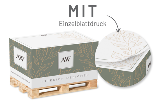 Notiz-Zettelklotz 12 x 8 x 6 cm im Siebdruck auf Mini-Holzpalette - 1018110011