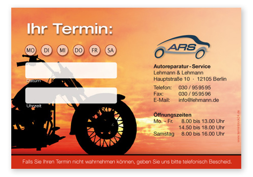 Terminzettel "Highway" - 1 Termin mit Wochentagen - 1214010130