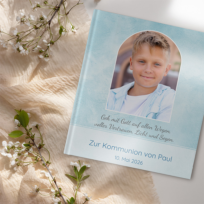 Gästebuch Kommunion "Soft Aqua"