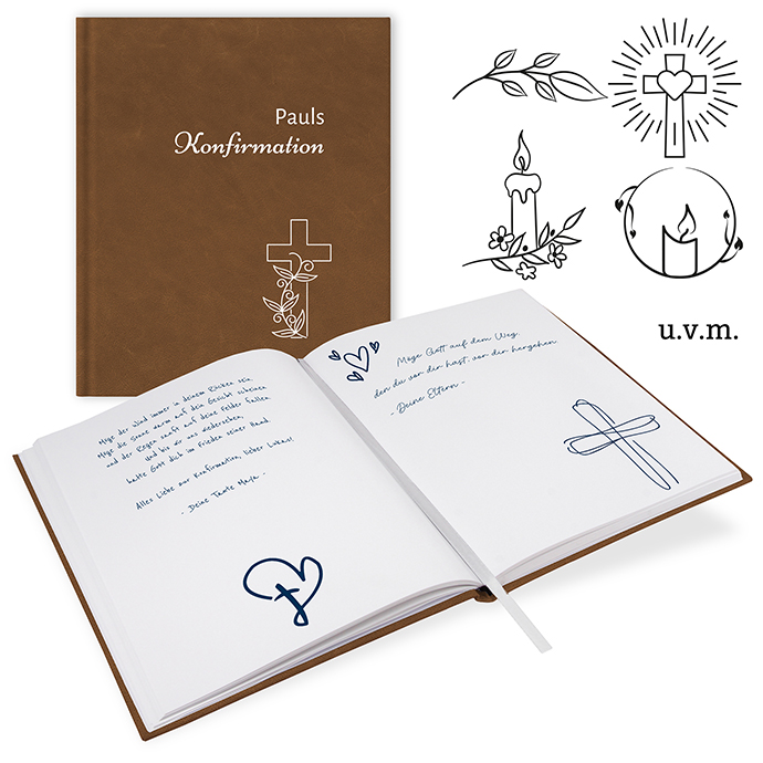 Gästebuch Konfirmation Naturbraun - GB-21208-Kon
