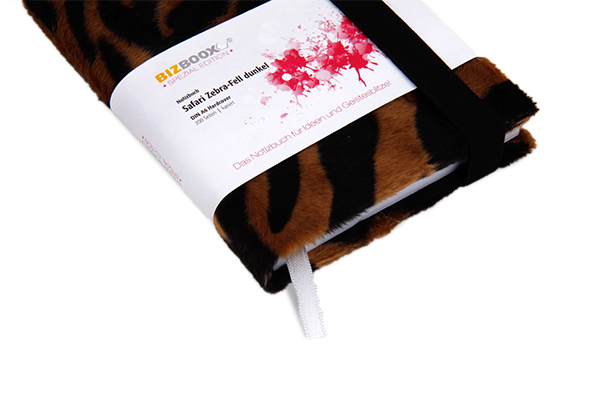 BIZBOOX® Zebra Fellimitat dunkel DIN A6