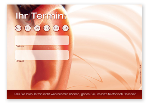 Terminzettel "hearing" - 1 Termin mit Wochentagen - 1214010146