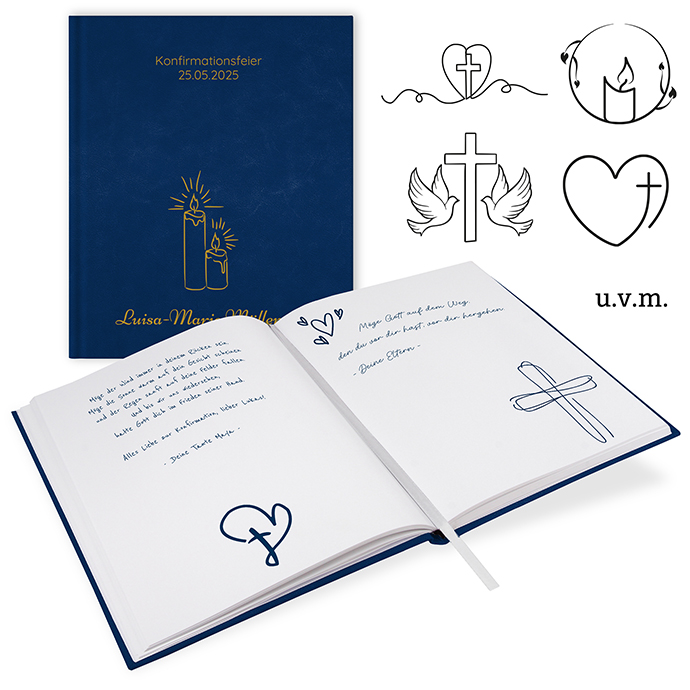 Gästebuch Konfirmation  Royalblau - GB-21210-Kon