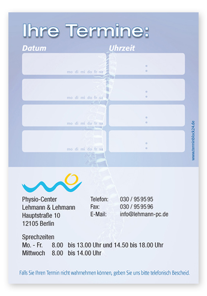 Terminzettel "Da Vinci" - 4 Termine mit Wochentagen - 1214010440