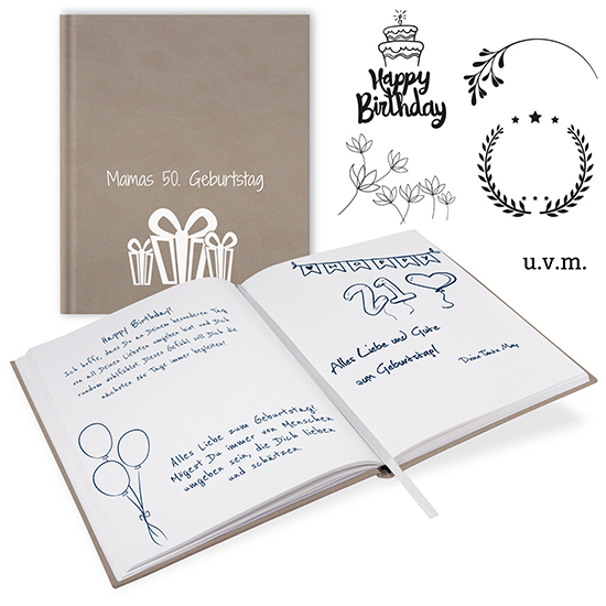 Gästebuch Geburtstag  Taupe - GB-21204-G
