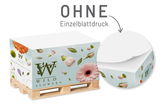 Notiz-Zettelklotz 12 x 8 x 6 cm im Digitaldruck auf Mini-Holzpalette - 1017110040