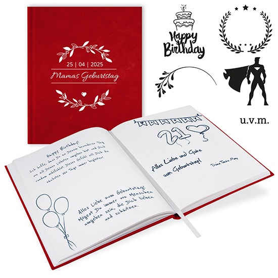 Gästebuch Geburtstag Rot - GB-21213-G