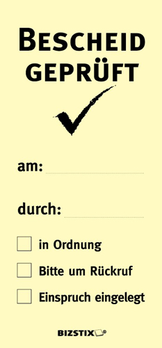 BIZSTIX® Business Haftnotizen "Bescheid geprüft" - 1301010138