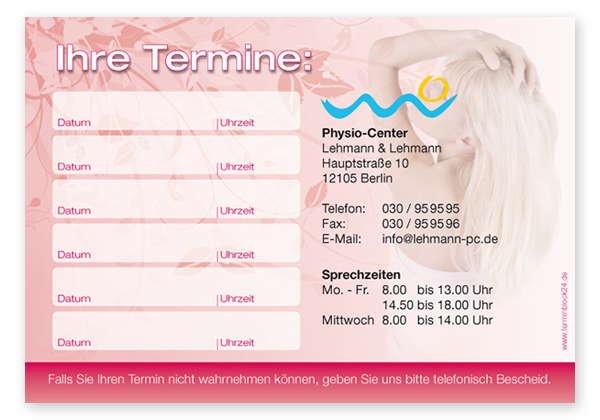 Terminzettel "Entspannung pur" - 6 Termine - 1214010607