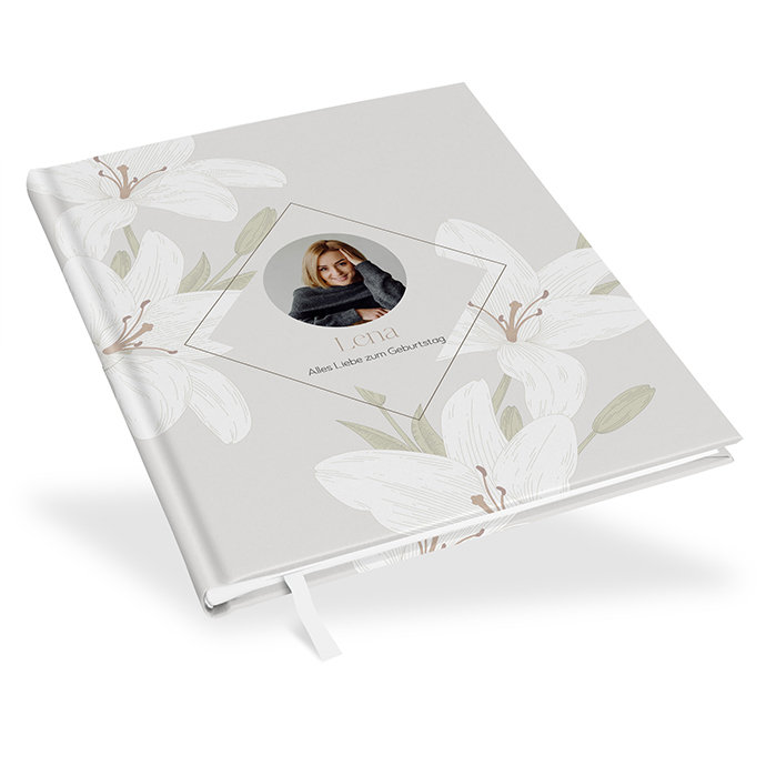Gästebuch Geburtstag - Floral "white Lily"